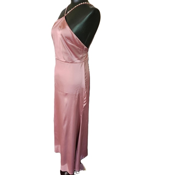 NWOT Shein Womens Pink Sleeveless Halter Full Length Maxi Dress Size L - Picture 3 of 8